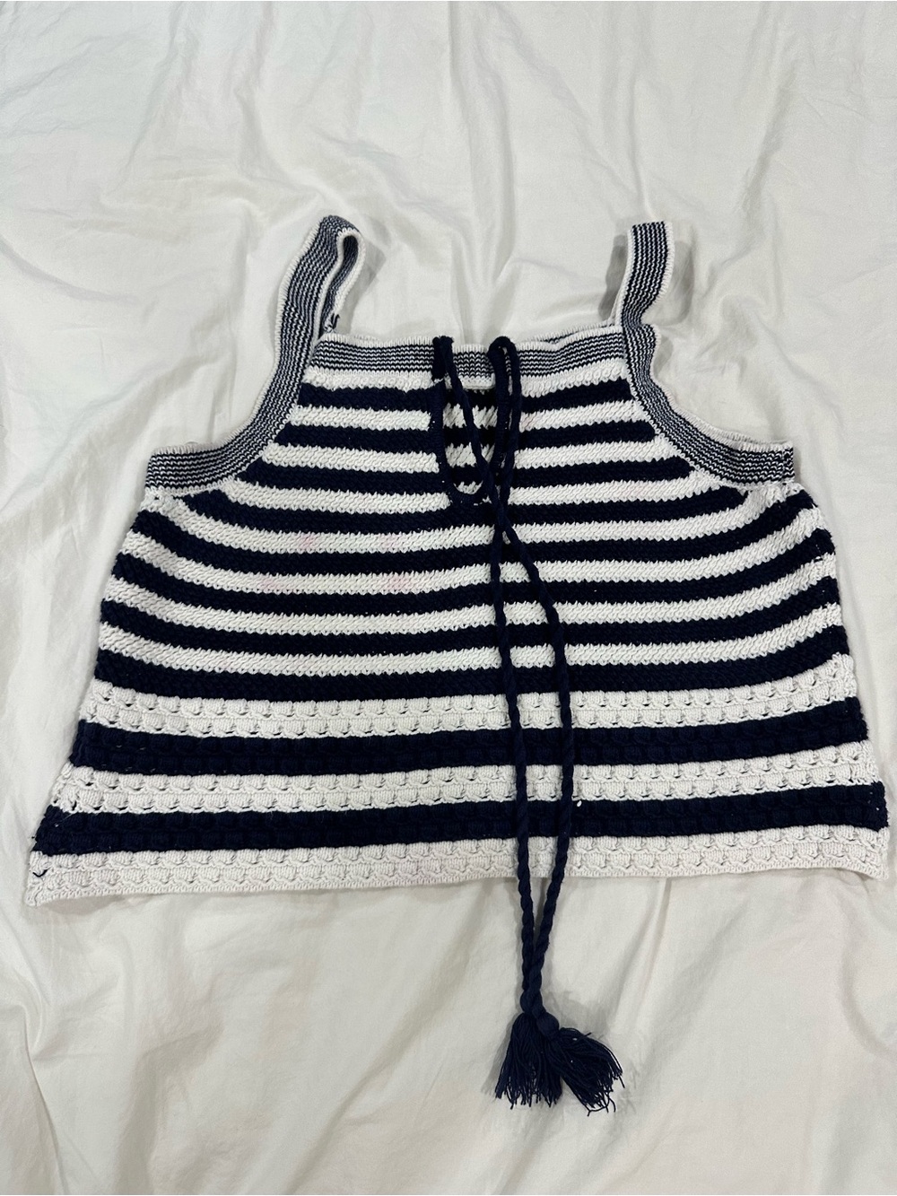 Striped Navy & White Knit Tank Top for Kids